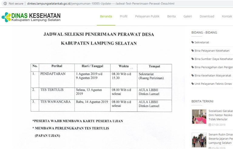 Pengumuman Penerimaan Perawat Desa